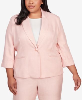 Plus Size English Garden Button Front Blazer Jacket