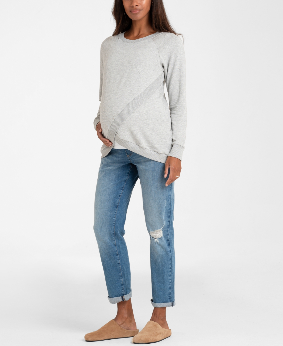 SERAPHINE WOMEN'S MATERNITY RIPPED BOYFRIEND MATERNITY JEANS 