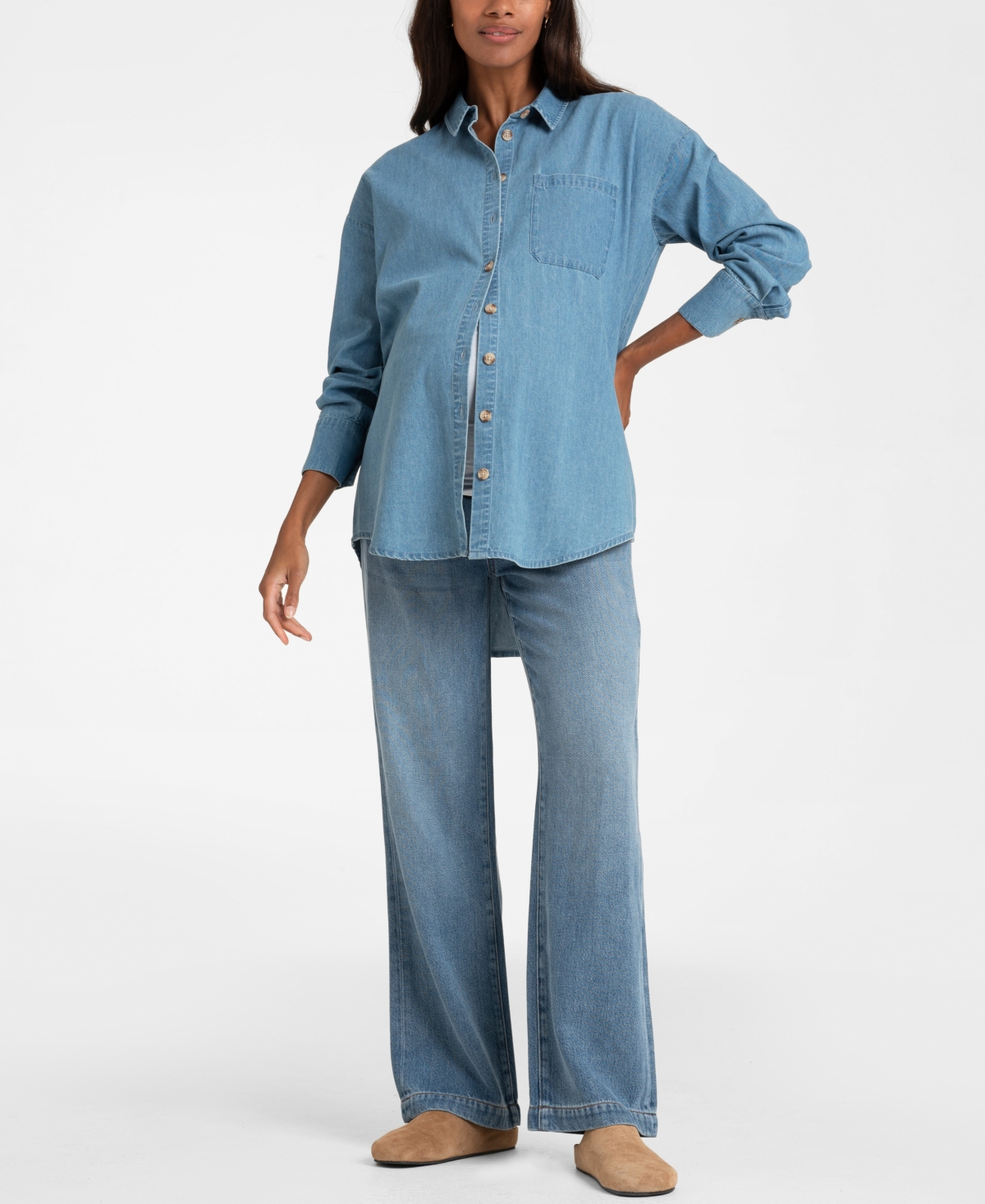 SERAPHINE WOMEN'S MATERNITY MID BUMP WIDE LEG MATERNITY JEANS 