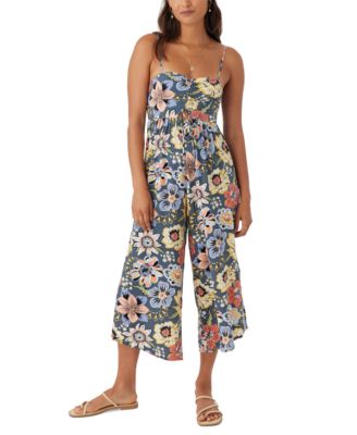 O'Neill - Juniors' Keiko Printed Sleeveless Cropped Jumpsuit