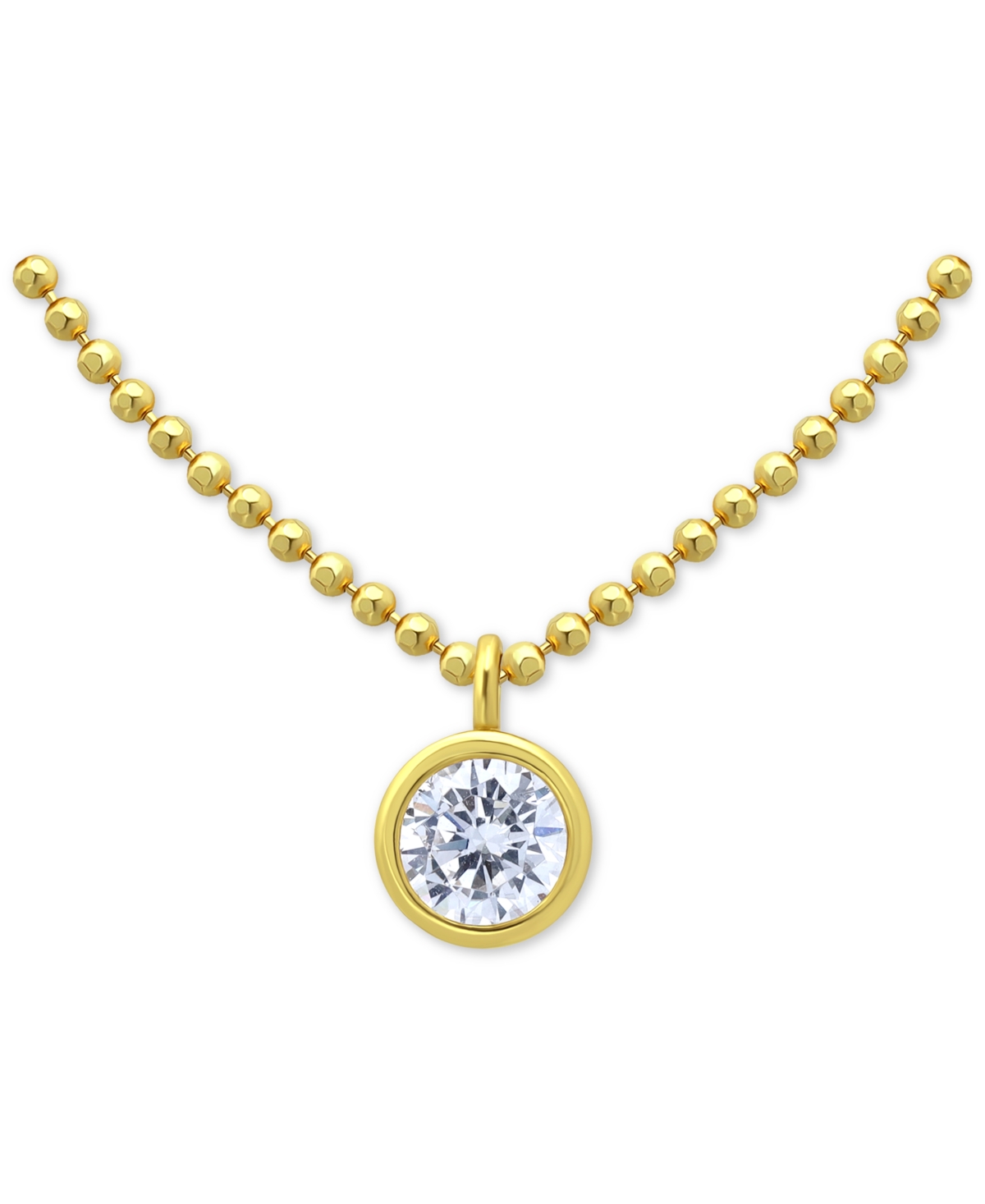 Giani Bernini Cubic Zirconia Bezel Solitaire Pendant Necklace In 18k Gold-plated Sterling Silver, 16" + 2" Extende