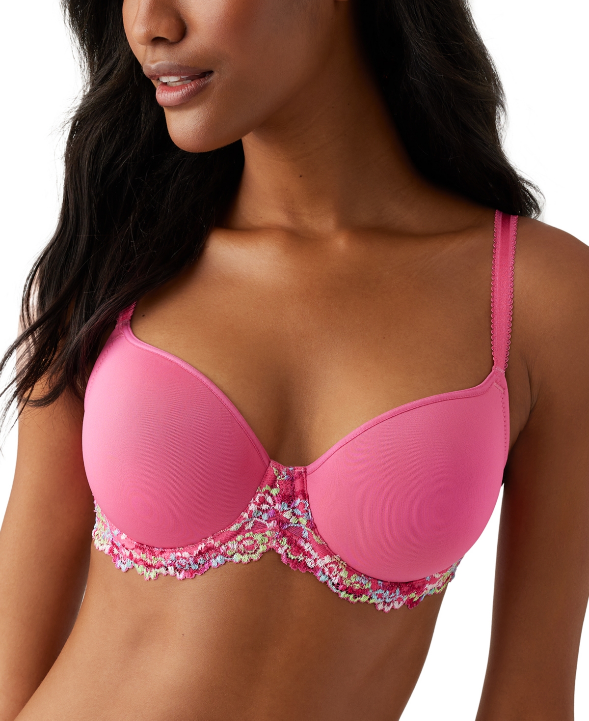 Shop Wacoal Embrace Lace Contour Bra 853191 In Hot Pink,multi