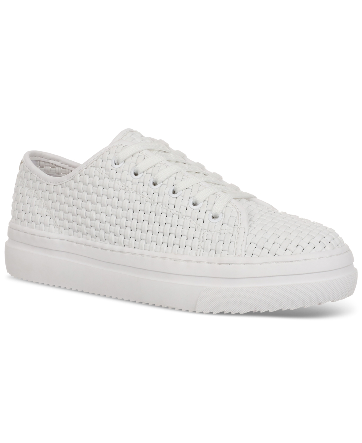 Women's Lusille Woven Lace-Up Sneakers, Created for Macy's - White
