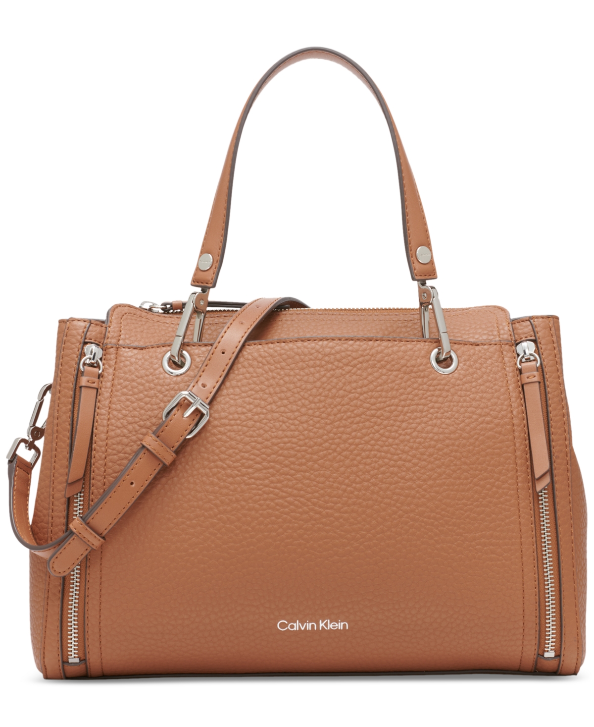 Garnet Triple Compartment Top Zipper Satchel - Deep Rouge