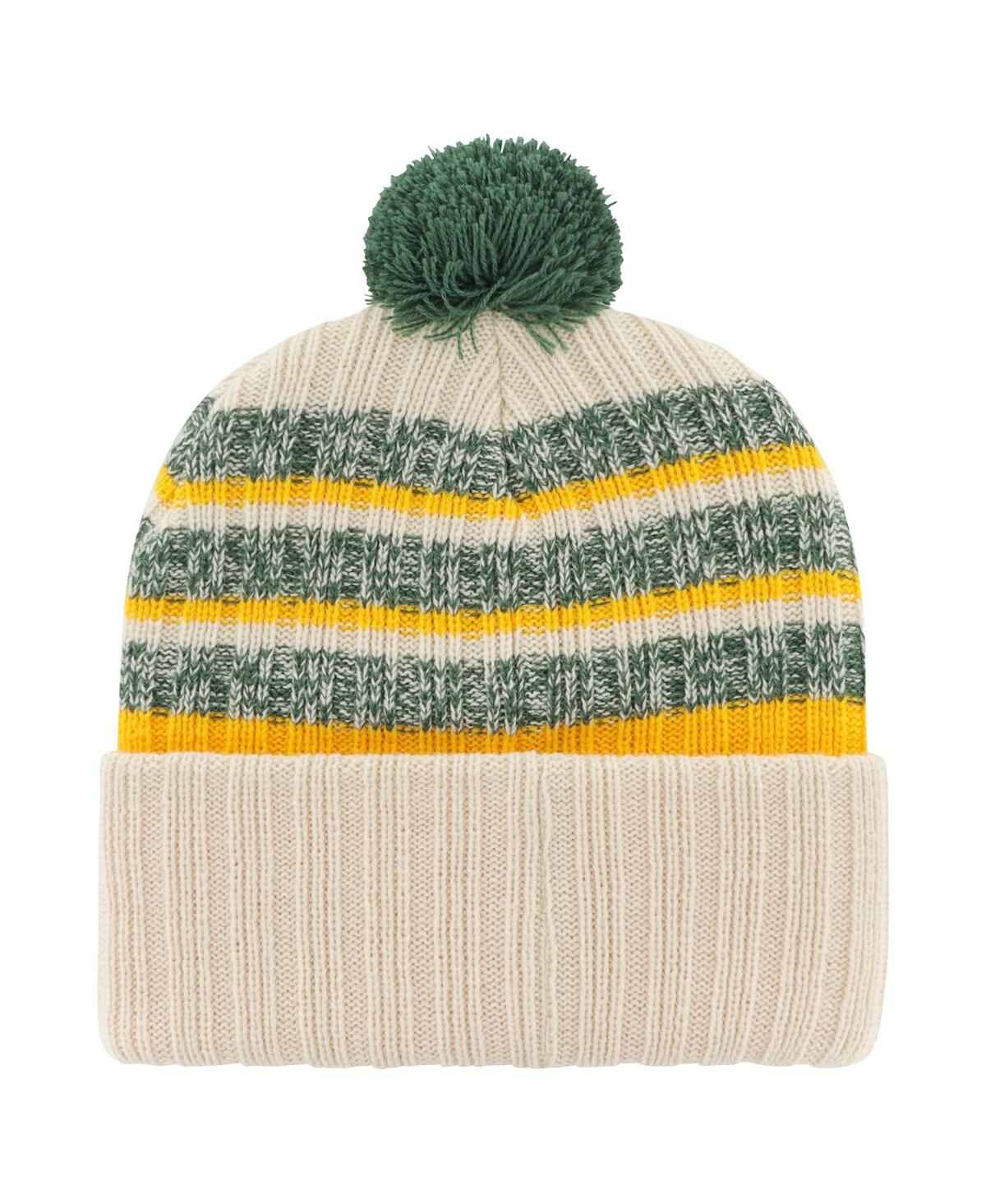 Shop 47 Brand Men's ' Cream Green Bay Packers Tavern Cuffed Knit Hat With Pom
