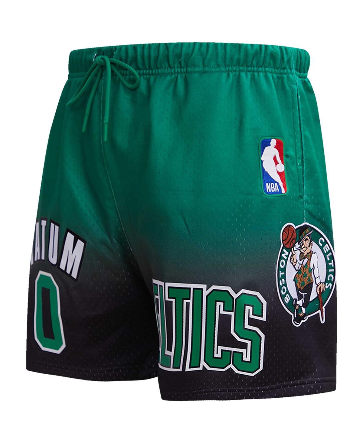 Shop Pro Standard Men's  Jayson Tatum Black, Kelly Green Boston Celtics Ombre Name And Number Shorts In Black,kelly Green