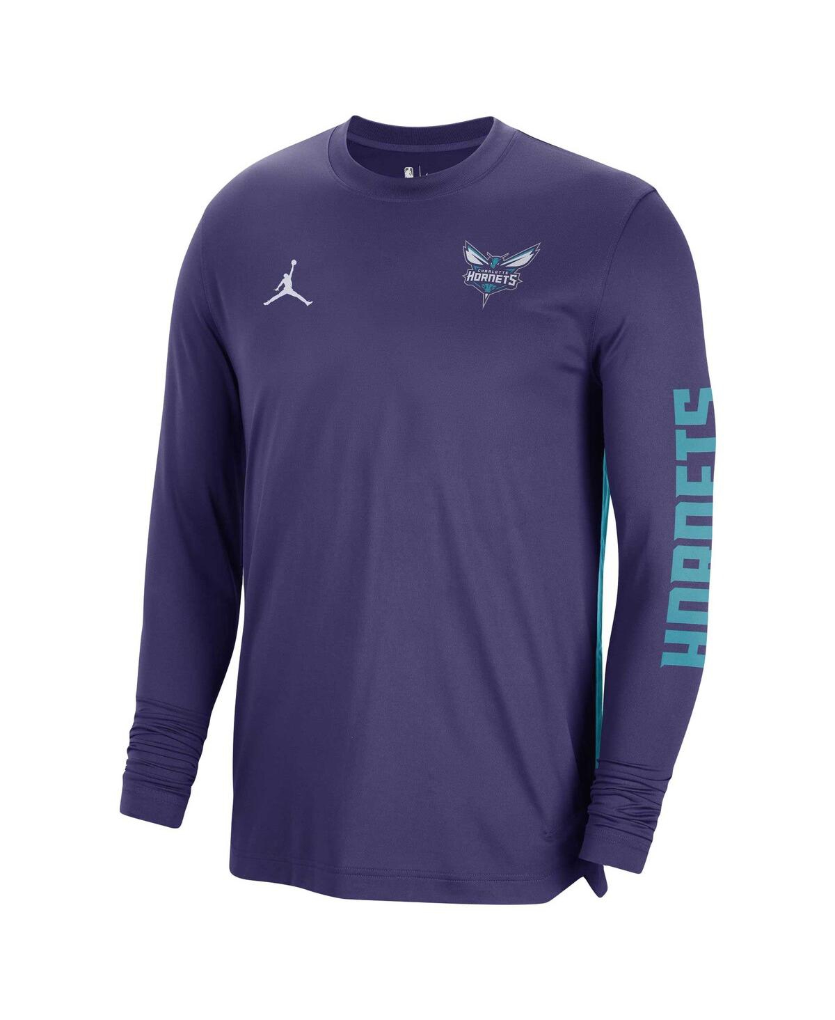 Shop Jordan Men's And Women's  Purple Charlotte Hornets 2023/24â Authentic Pregame Long Sleeve Shooting Sh