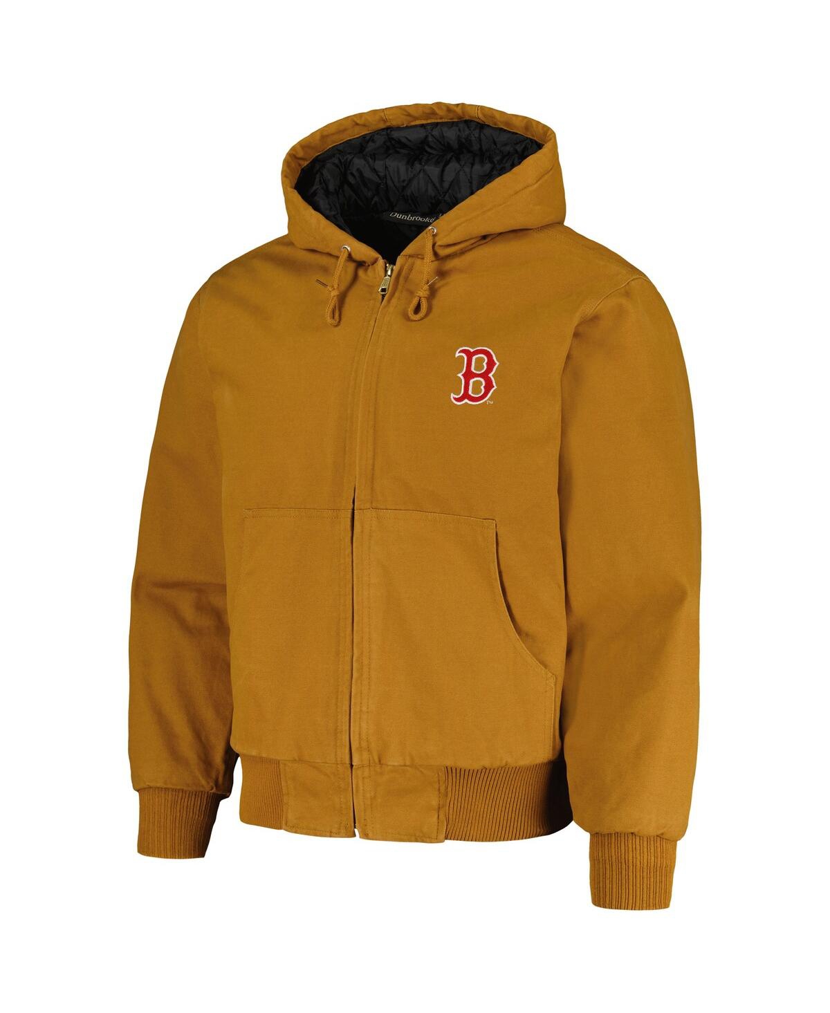 DUNBROOKE MEN'S DUNBROOKE BROWN BOSTON RED SOX DAKOTA WORK FULL-ZIP HOODIE JACKET 