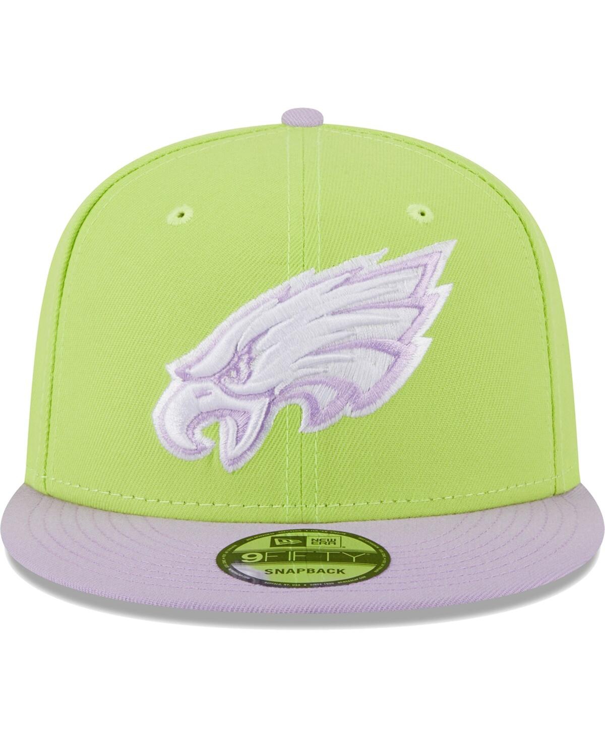 Shop New Era Men's  Neon Green, Lavender Philadelphia Eagles Two-tone Color Pack 9fifty Snapback Hat In Neon Green,lavender