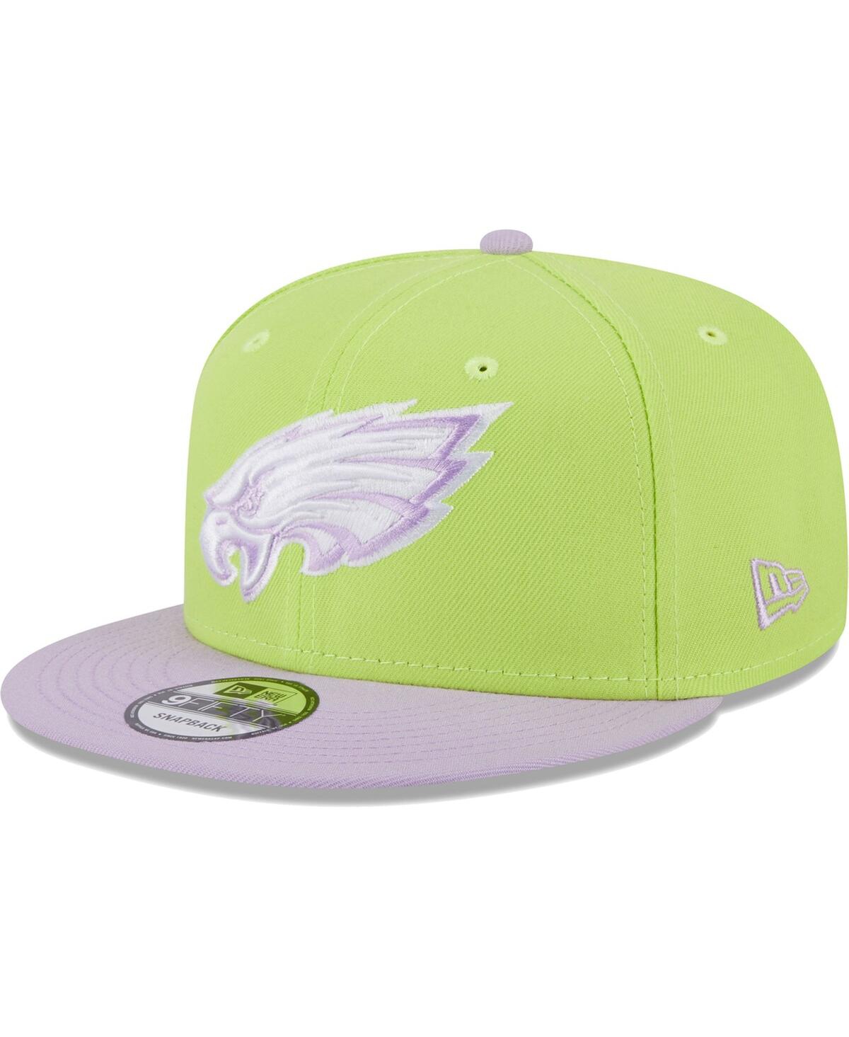 Shop New Era Men's  Neon Green, Lavender Philadelphia Eagles Two-tone Color Pack 9fifty Snapback Hat In Neon Green,lavender