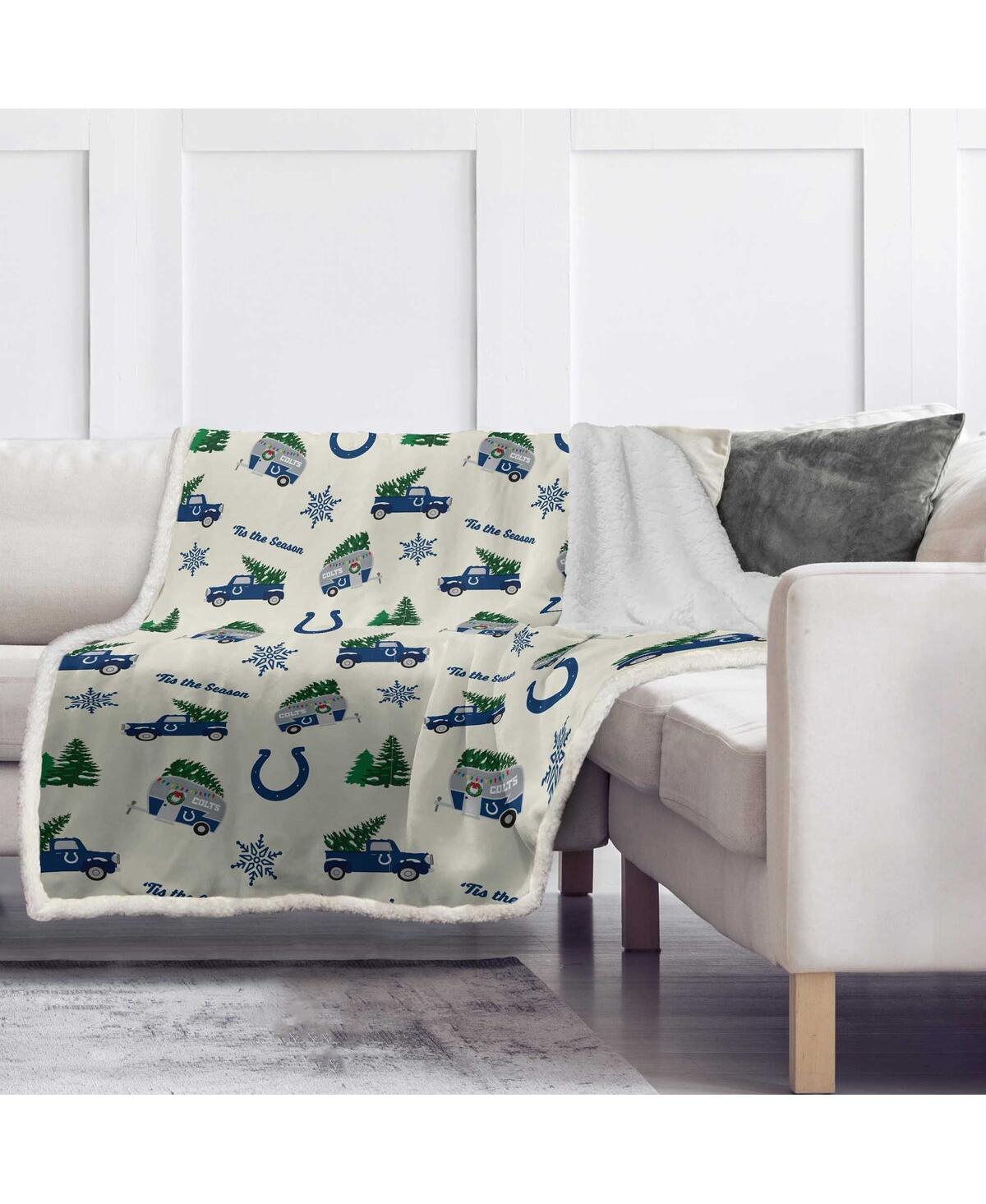 Pegasus Home Fashions Pegasus Indianapolis Colts Holiday Truck Repeat 50" X 60" Sherpa Flannel Fleece Blanket In Multi