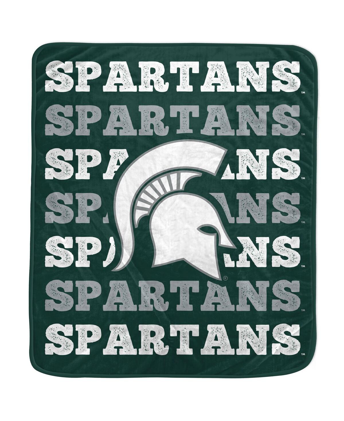 Pegasus Home Fashions Michigan State Spartans 60'' X 70'' Logo Wordmark Plush Blanket In Green