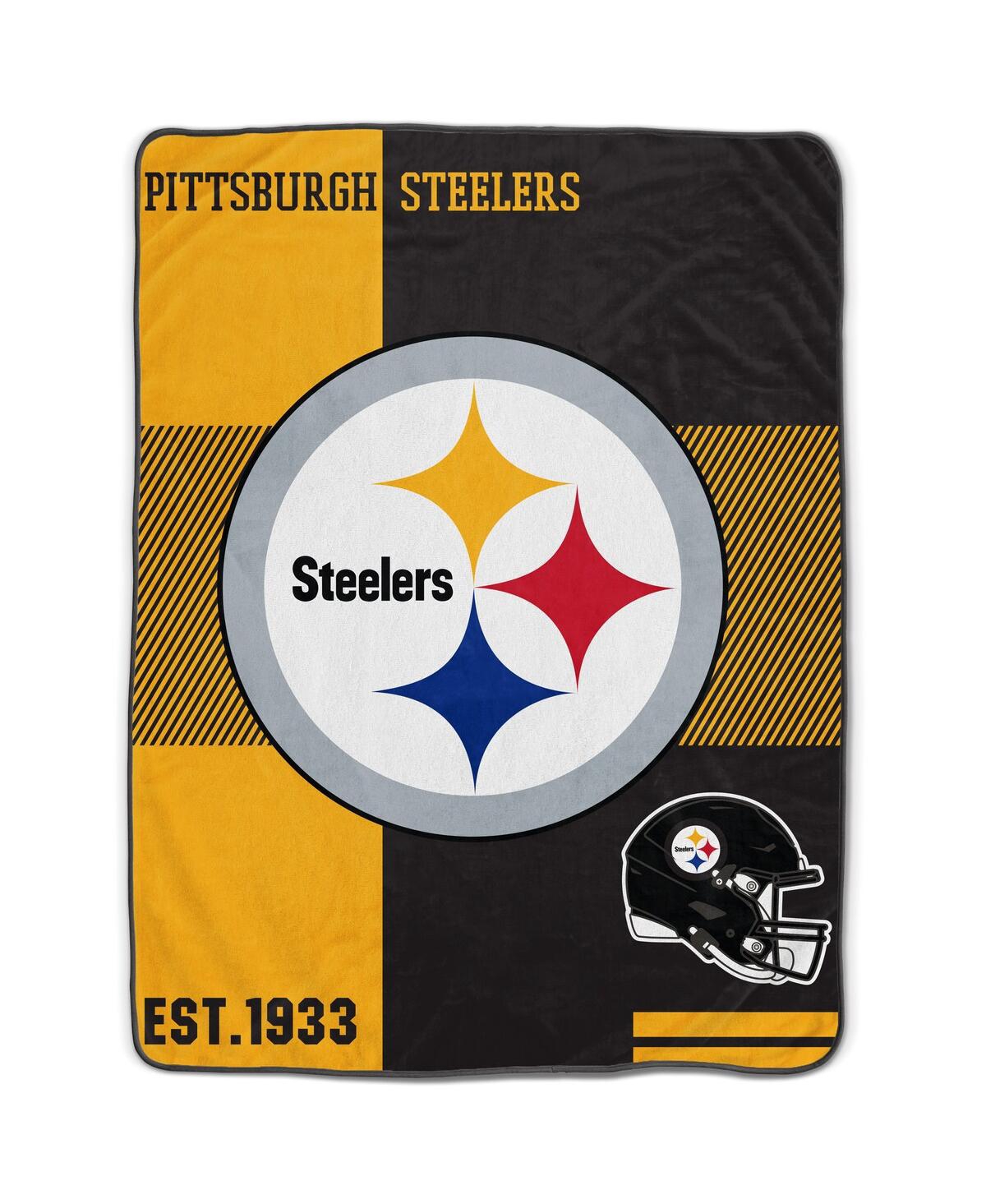Pegasus Home Fashions Pittsburgh Steelers 60" X 80" Sherpa Throw Blanket In Brown,yellow
