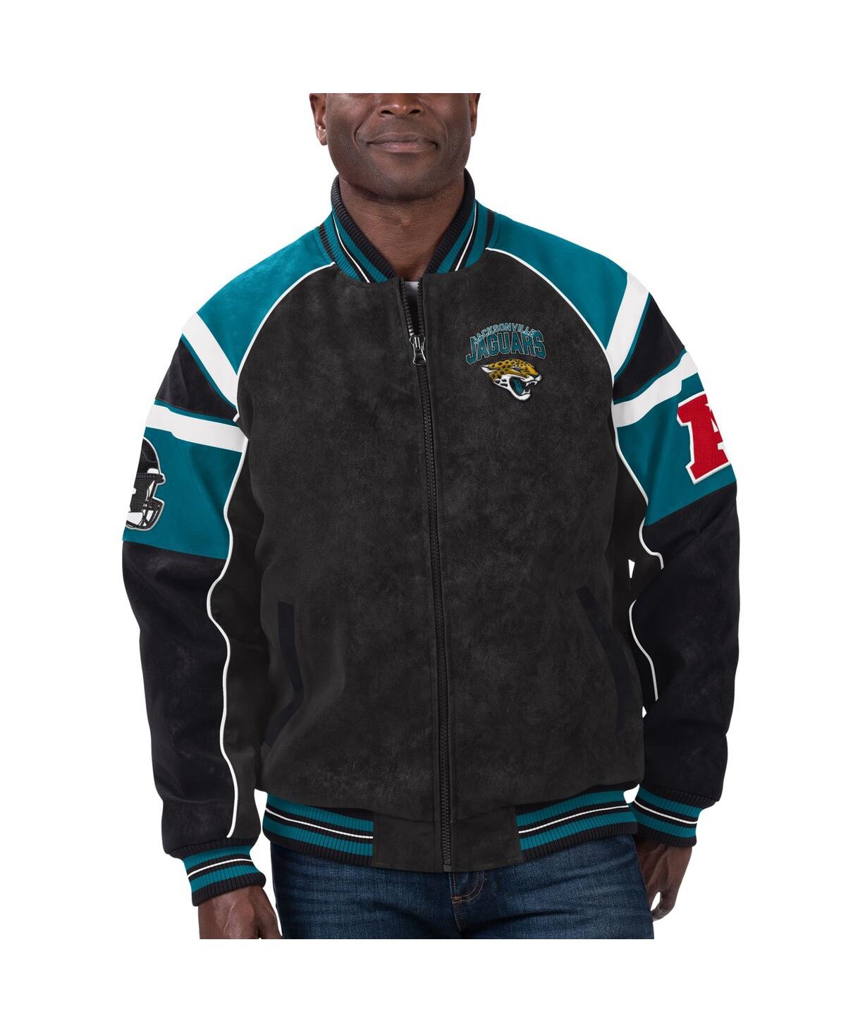 Shop G-iii Sports By Carl Banks Men's  Black Jacksonville Jaguars Faux Suede Raglan Full-zip Varsity Jacke