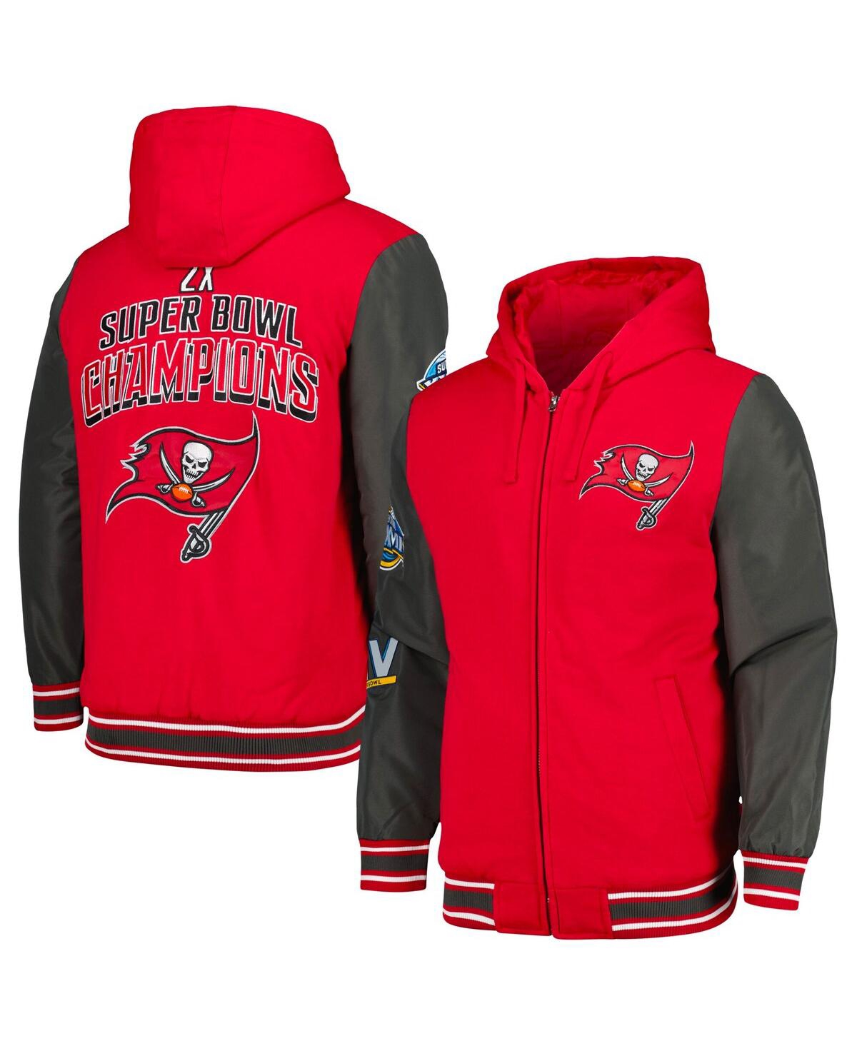 Shop G-iii Sports By Carl Banks Men's  Red, Pewter Tampa Bay Buccaneers Player Option Full-zip Hoodie Jack In Red,pewter