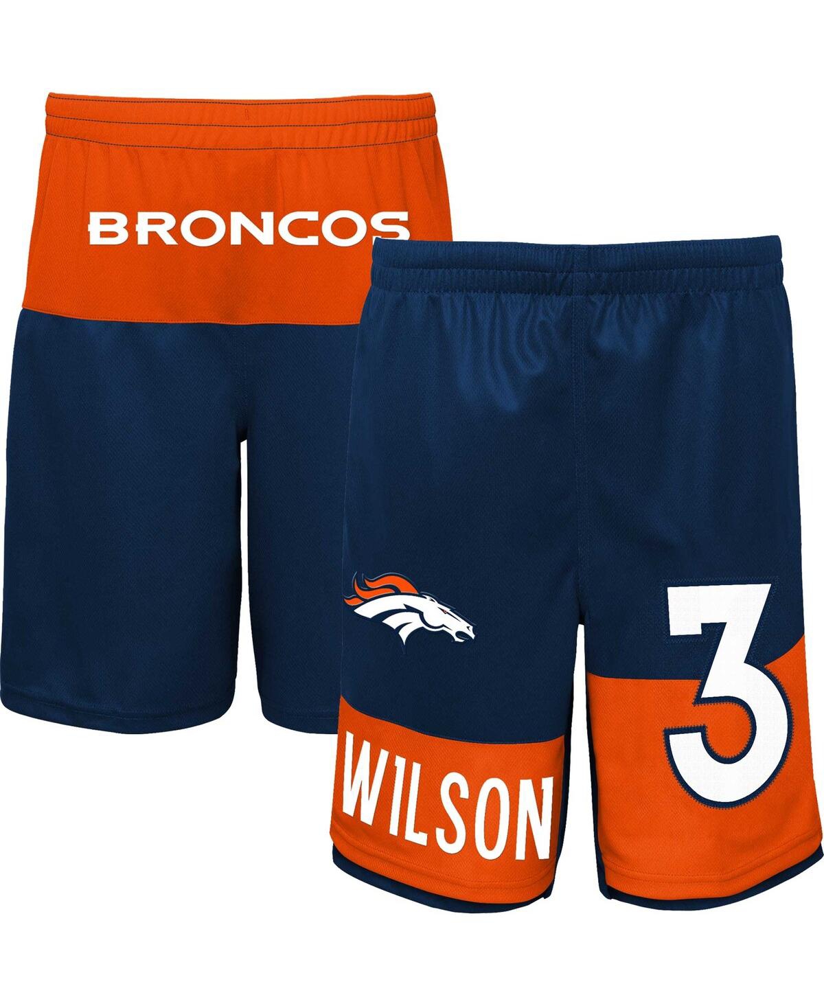 Shop Outerstuff Big Boys Russell Wilson Navy Denver Broncos Player Name And Number Shorts
