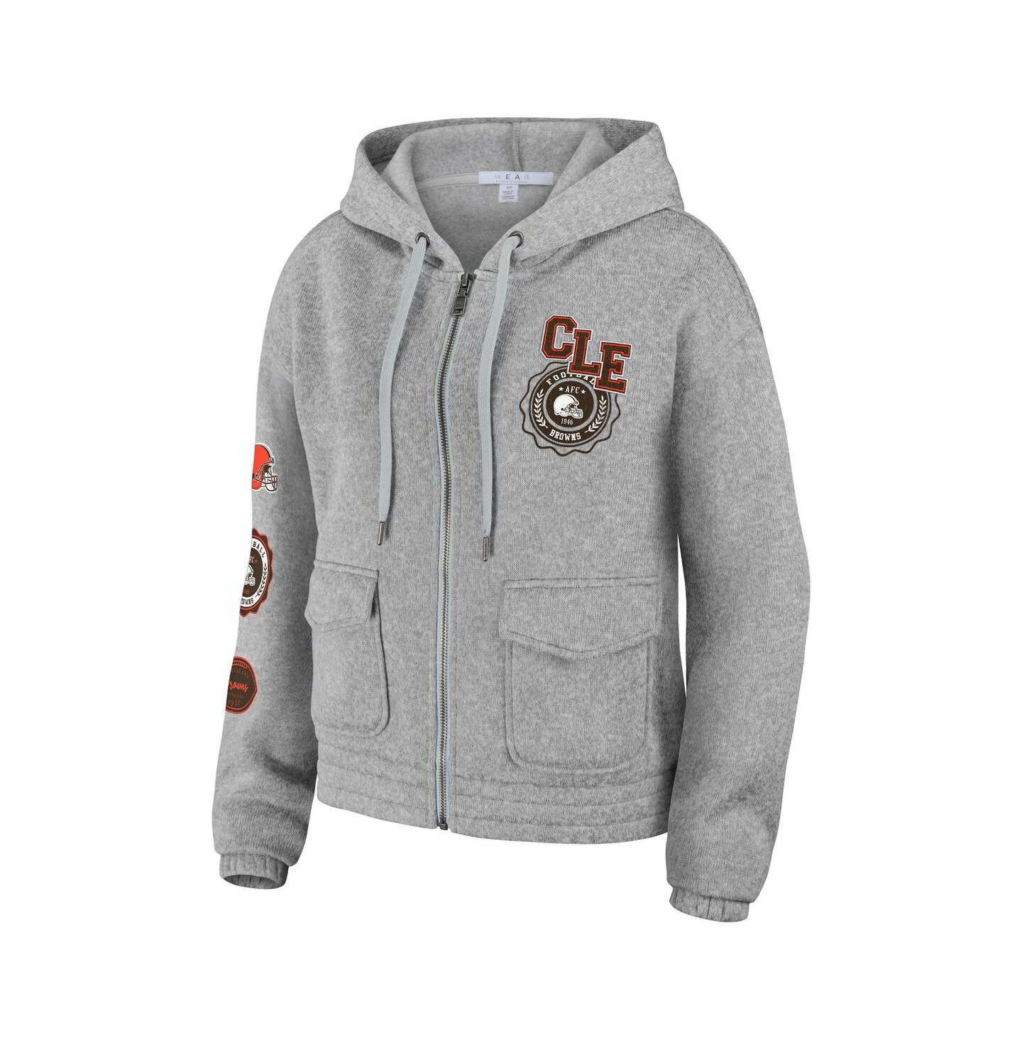 Женское худи WEAR by Erin Andrews Heather Gray Cleveland Browns Full-Zip — фото 3