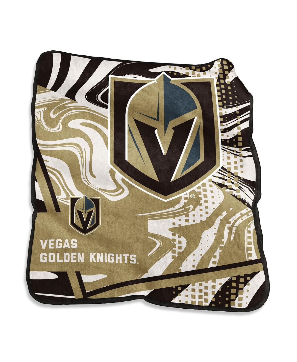 Logo Brands Vegas Golden Knights 50" X 60" Swirl Raschel Throw Blanket In Tan,black