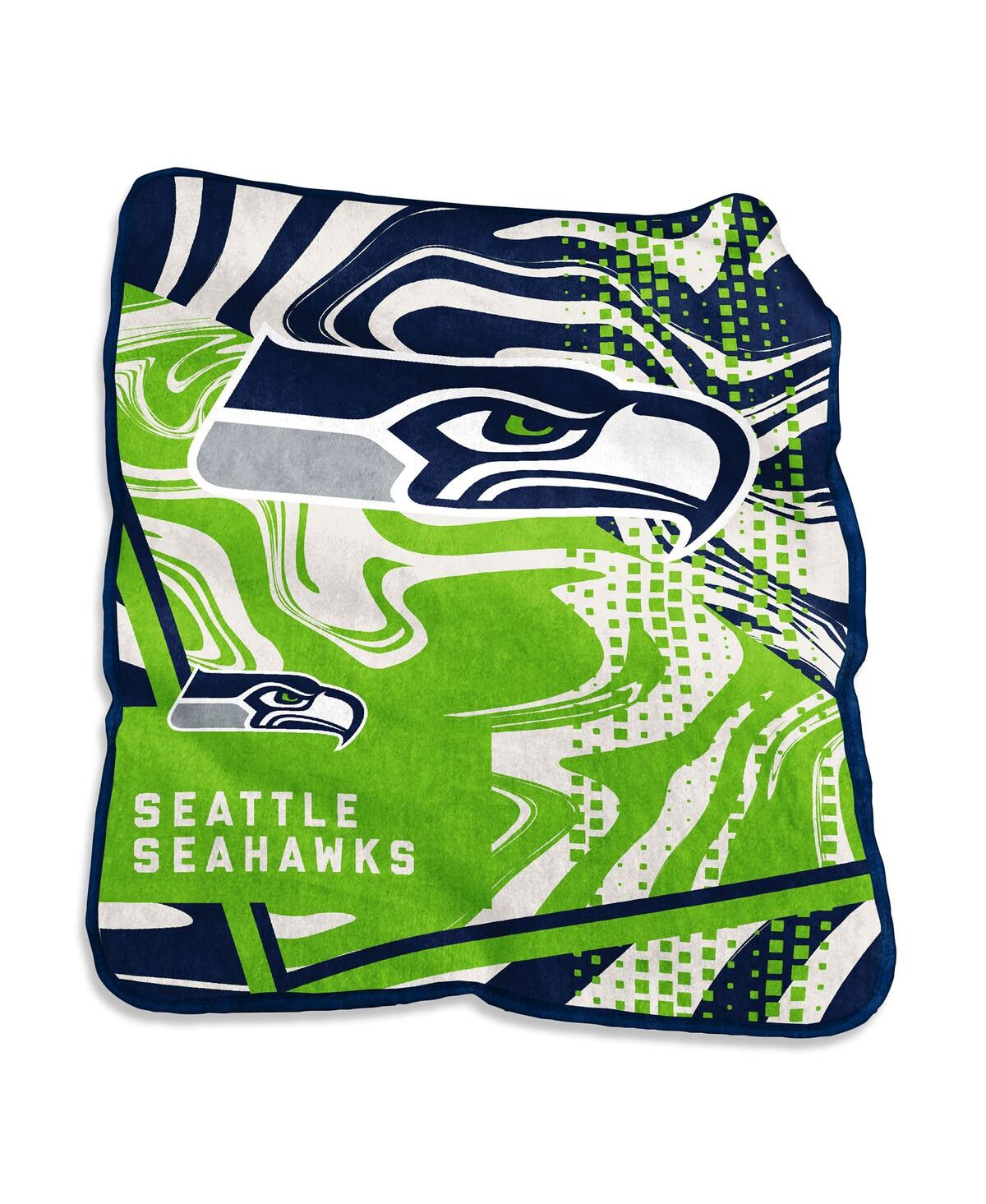 Logo Brands Seattle Seahawks 50" X 60" Swirl Raschel Throw Blanket In Green