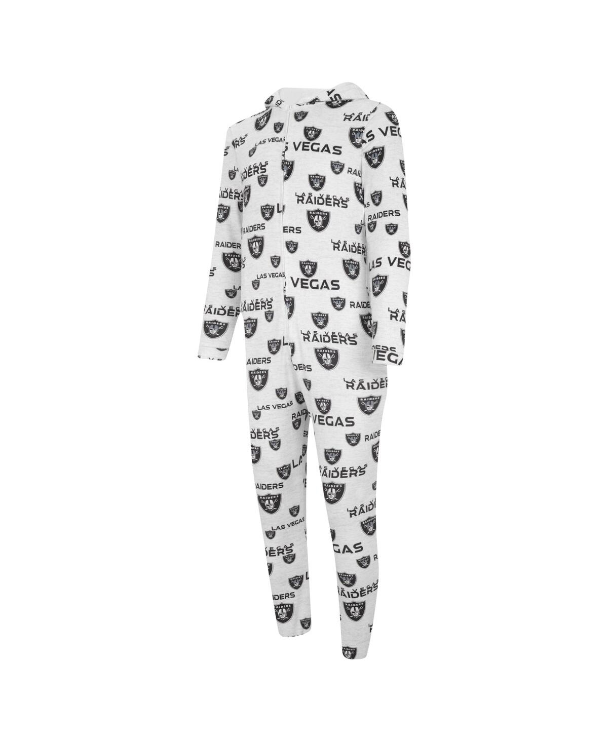 Shop Concepts Sport Men's  White Las Vegas Raiders Allover Print Docket Union Full-zip Hooded Pajama Suit