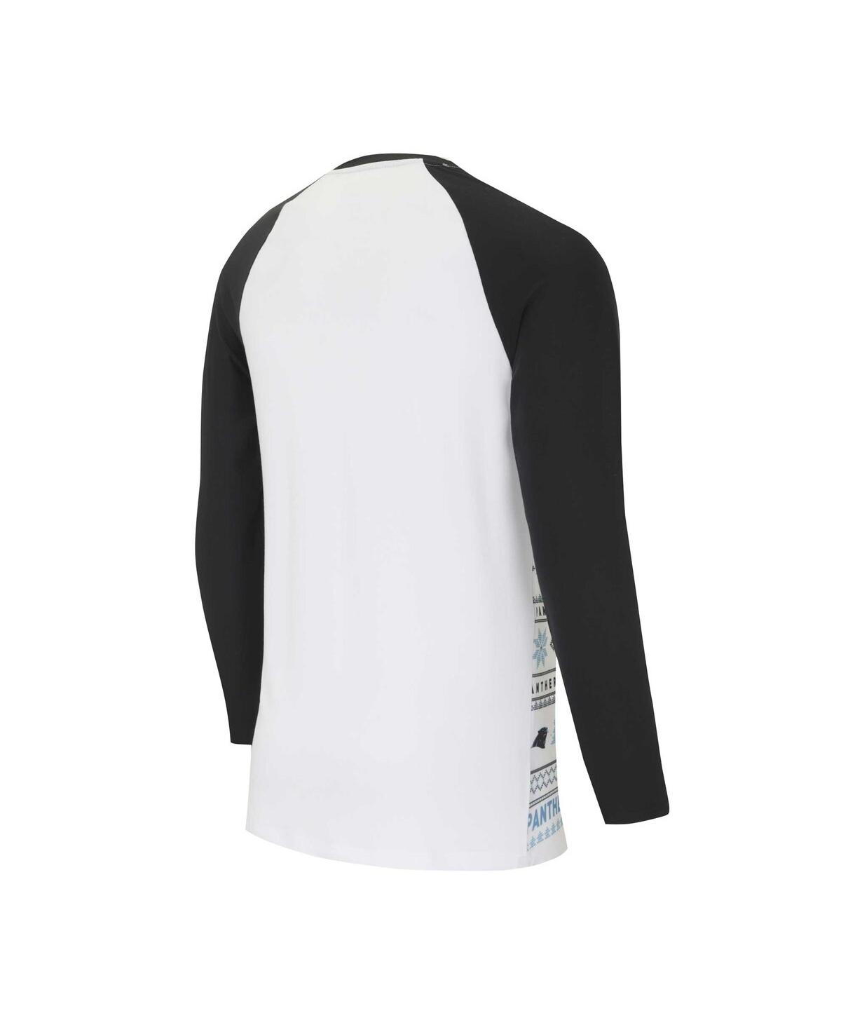 Shop Concepts Sport Men's  White, Black Carolina Panthers Tinselâ Raglan Long Sleeve T-shirt And Pants Sle In White,black