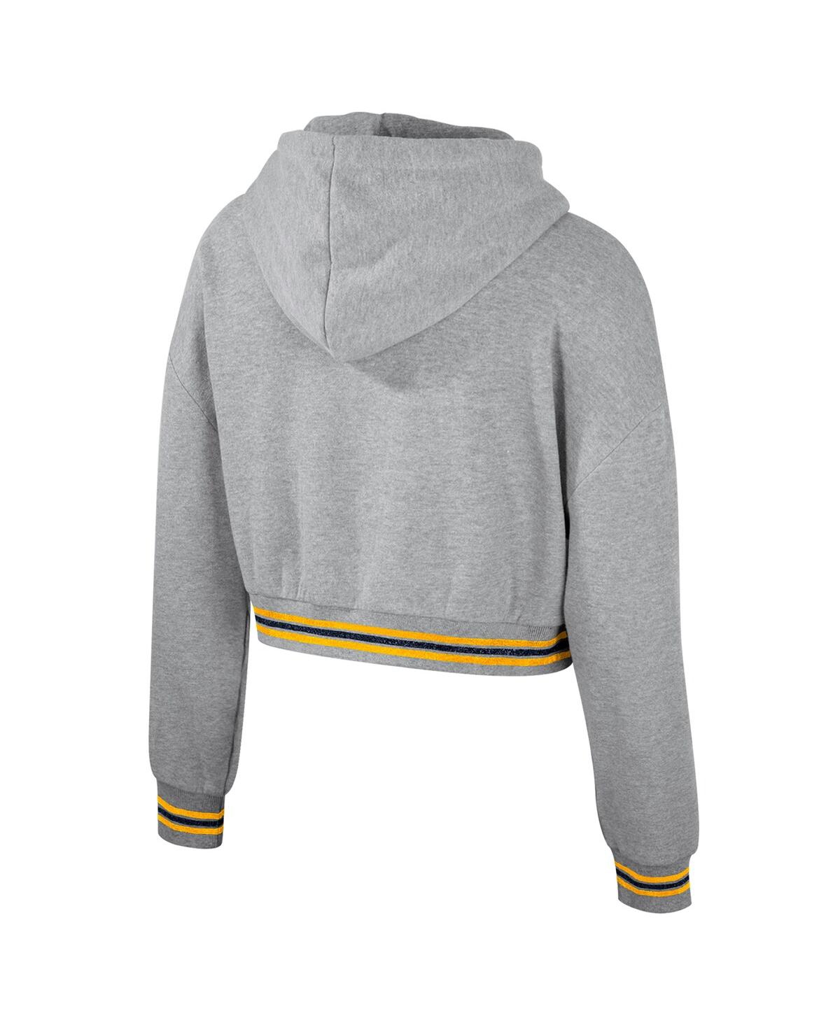 Shop The Wild Collective Women's  Heather Gray Distressed West Virginia Mountaineers Cropped Shimmer Pullo