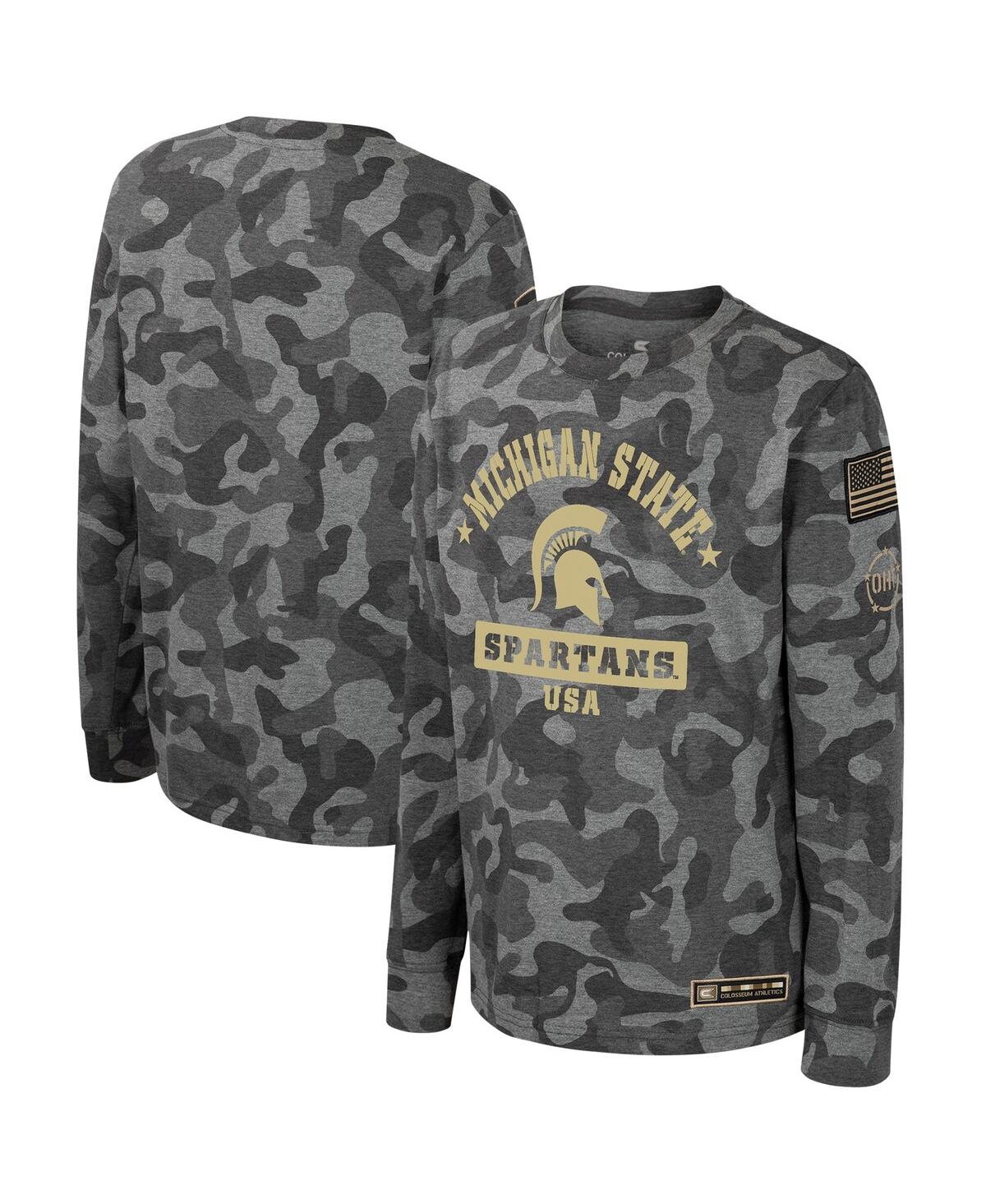 Colosseum Youth  Camo Michigan State Spartans Oht Military Appreciation Dark Star Long Sleeve T-shirt In Camo
