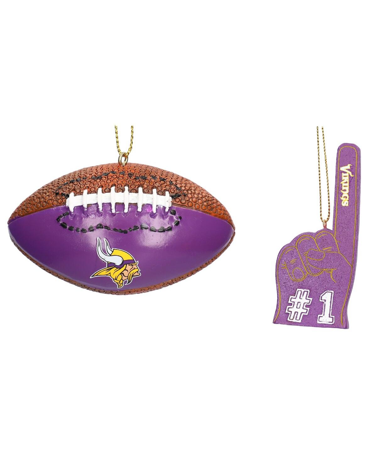 Memory Company The  Minnesota Vikings Football And Foam Finger Ornament Two-pack In Multi