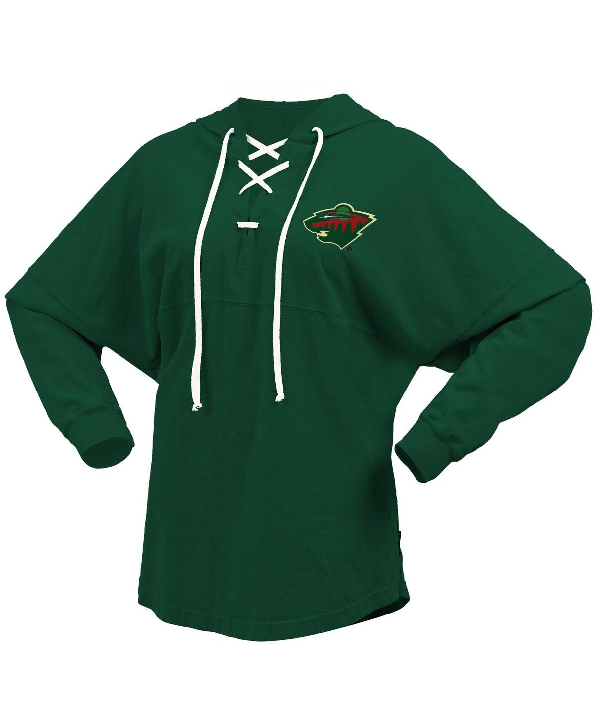 Fanatics Branded Green Minnesota Wild Jersey Lace-up V-neck Long Sleeve Hoodie T-shirt In Green