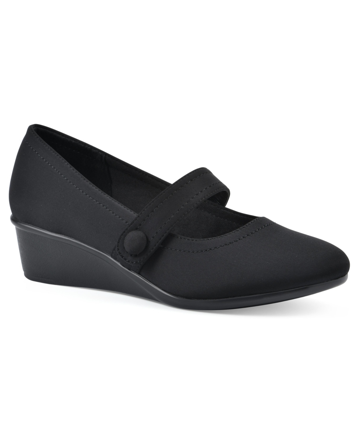 Shop Cliffs By White Mountain Women's Brightly Mary-jane Style Wedge In Black Nylon