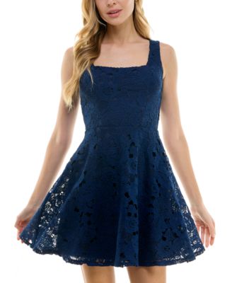 Navy Lace Skater Dress