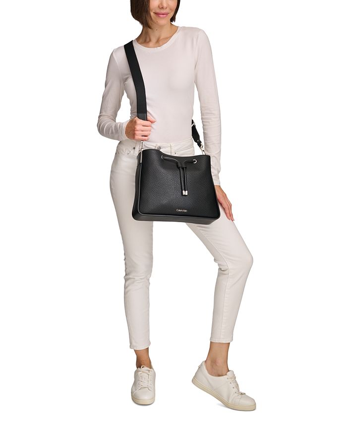 Calvin Klein Fay Drawstring Hobo with Adjustable Web Strap - Macy's