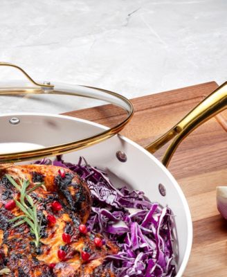 Natural Collection 5.5 Qt. Ceramic Nonstick Deep Saute Pan with Gold Handle