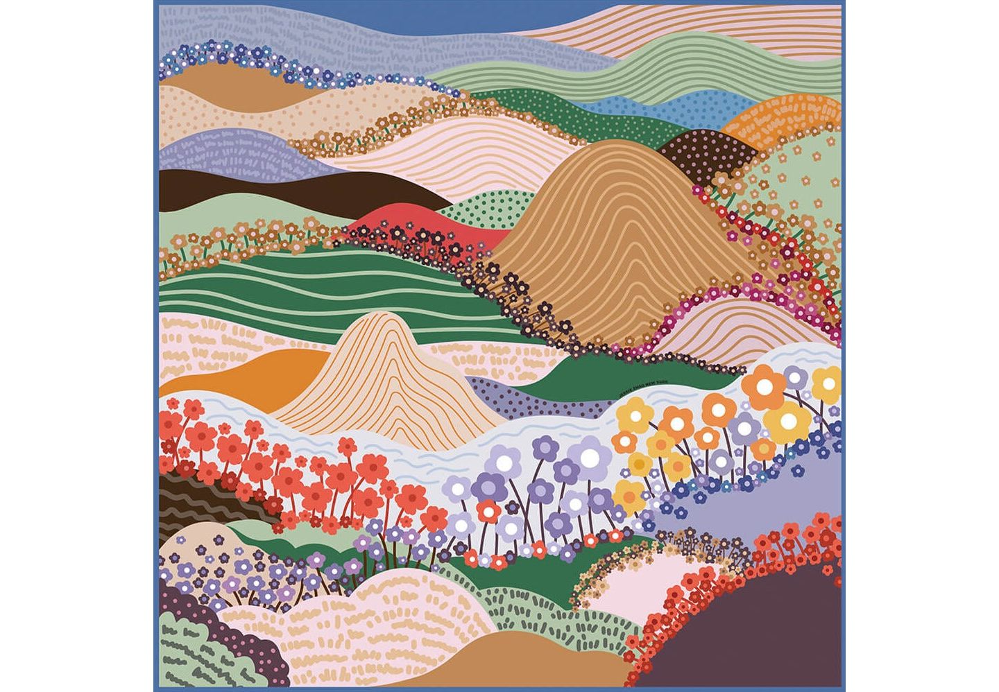 Jessie Zhao New York Double Sided Silk Scarf Of Floral Mountain — фото 1