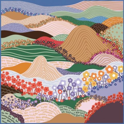 Jessie Zhao New York Double Sided Silk Scarf Of Floral Mountain