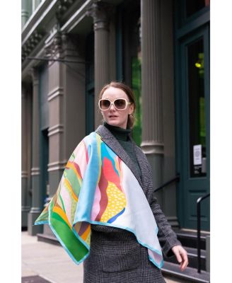 Double Sided Silk Scarf of Ocean Breeze