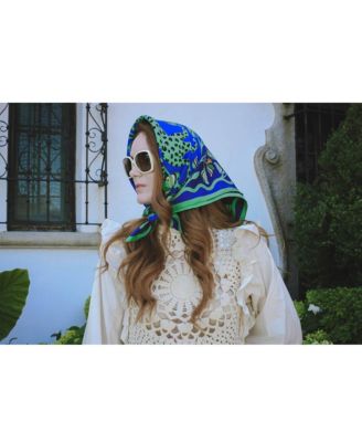 Double Sided Silk Scarf Of Leopards In The Verdant Wild