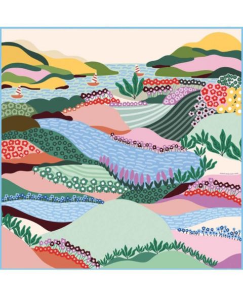 Jessie Zhao New York Double Sided Silk Scarf Of Summer, цвет: Синий / Розовый