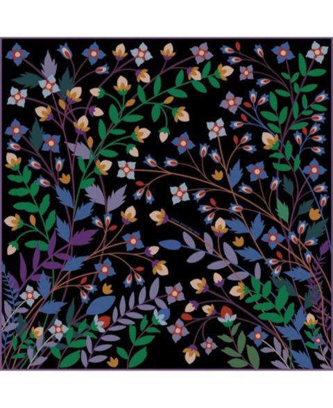 Женский шарф Jessie Zhao New York Double Sided Silk Scarf Of Night Garden, цвет: Чёрный / Фиолетовый