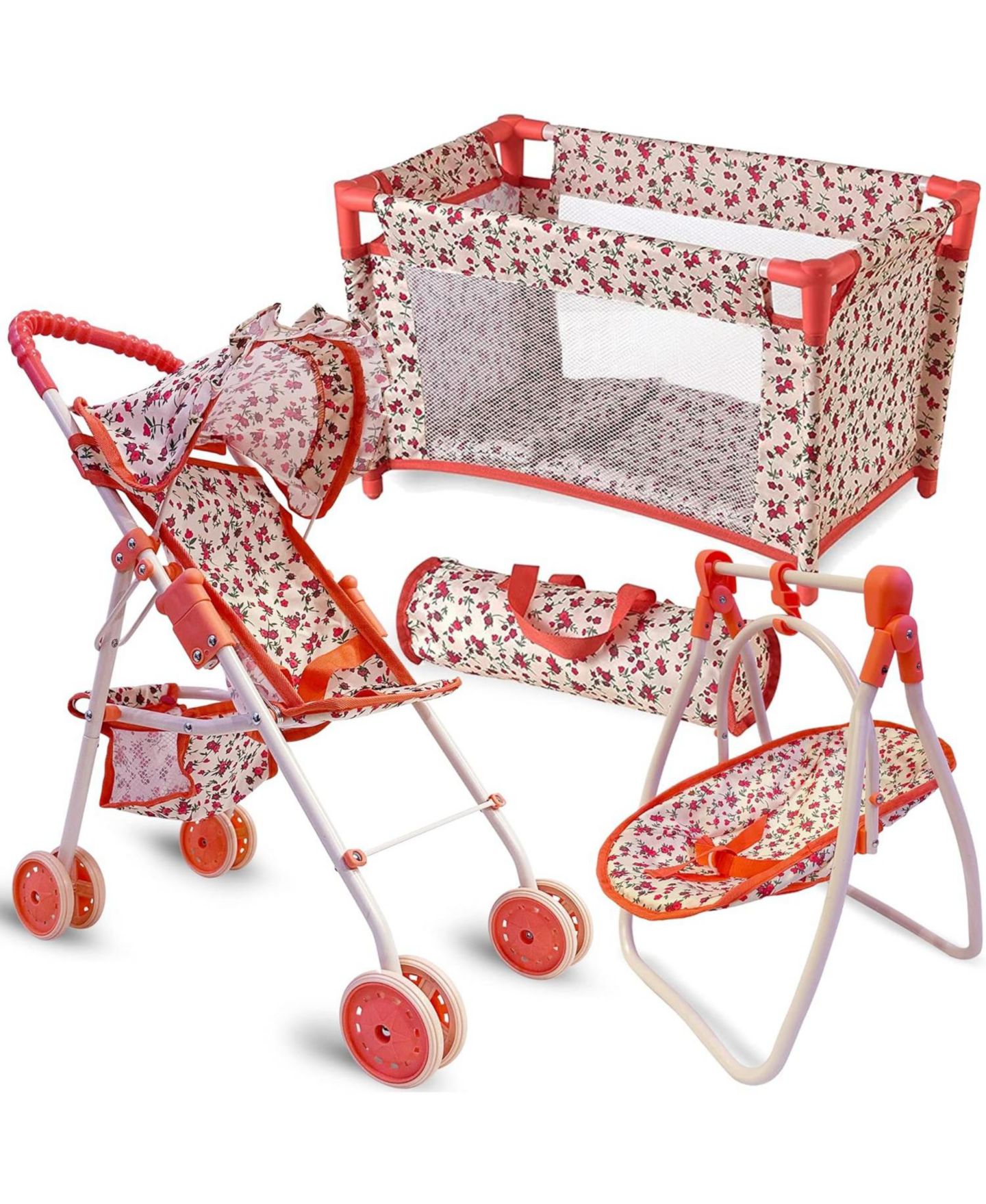 Набор The New York Doll Collection My First Doll: коляска, качели и кроватка 3 в 1, 3+, цвет: Бежевый — фото 1
