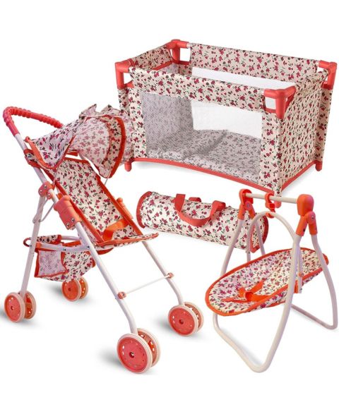 Набор The New York Doll Collection My First Doll: коляска, качели и кроватка 3 в 1, 3+, цвет: Бежевый
