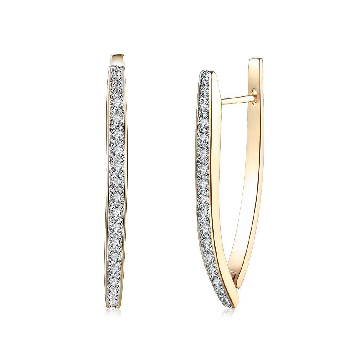 Triangle Hoop Earrings with Cubic Zirconia - Gold