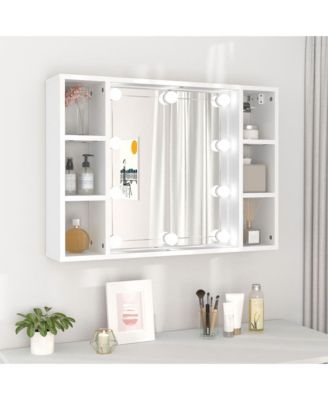 Mirror Cabinet with LED White 29.9"x5.9"x21.7"