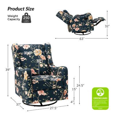 Floral Manual Swivel Glider Recliner – Yaffa Design