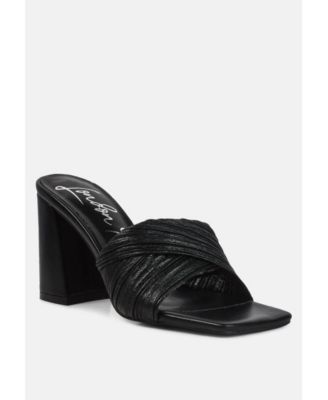 Womens Salty You Crinkled Triangular Block Heel Sandals