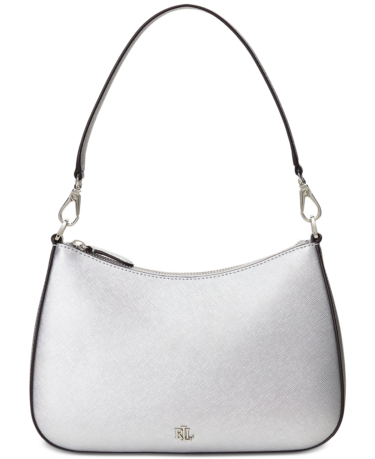 Ralph Lauren Crosshatch Leather Medium Danni Bag In Polished Silver