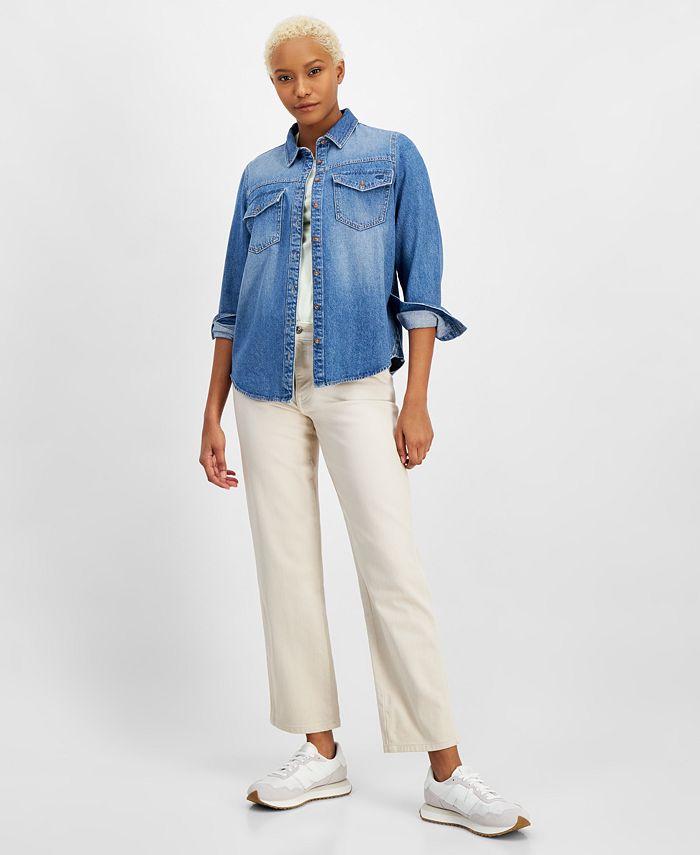 Calvin Klein Jeans Women's Denim Shirt, Logo Baby Tee & Carpenter Jeans ...