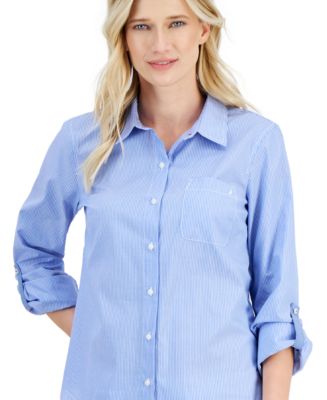 Nautica Women's Rugby Striped Long Sleeve Dress Blue Size X-Large main image 1
