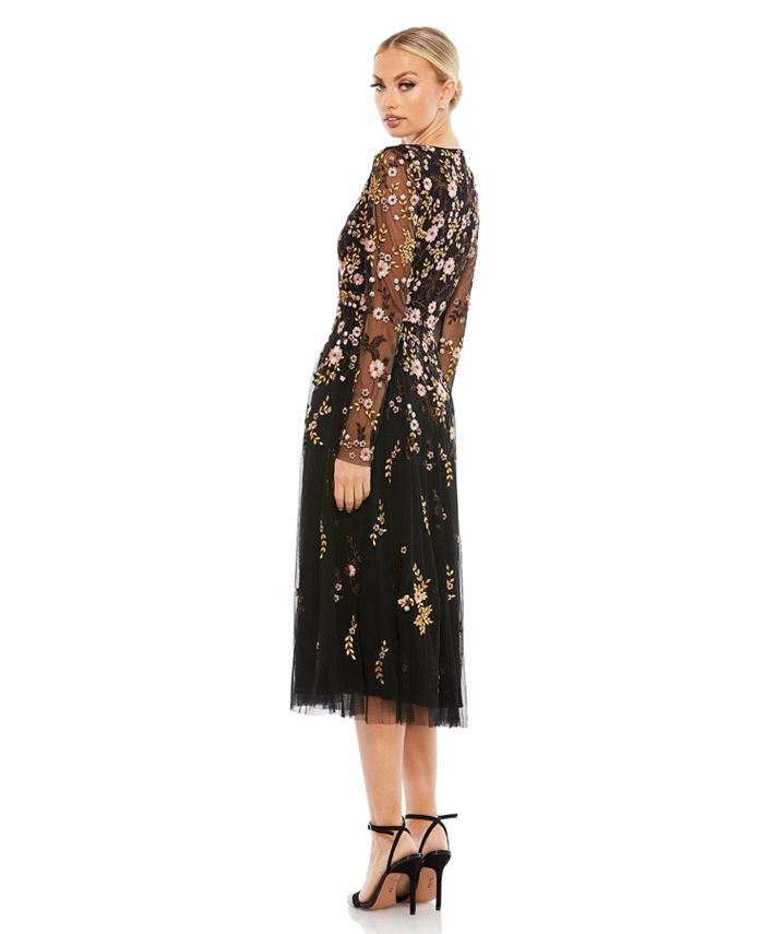 Mac Duggal Women's Floral Embroidered A-Line Cocktail Dress - Macy's