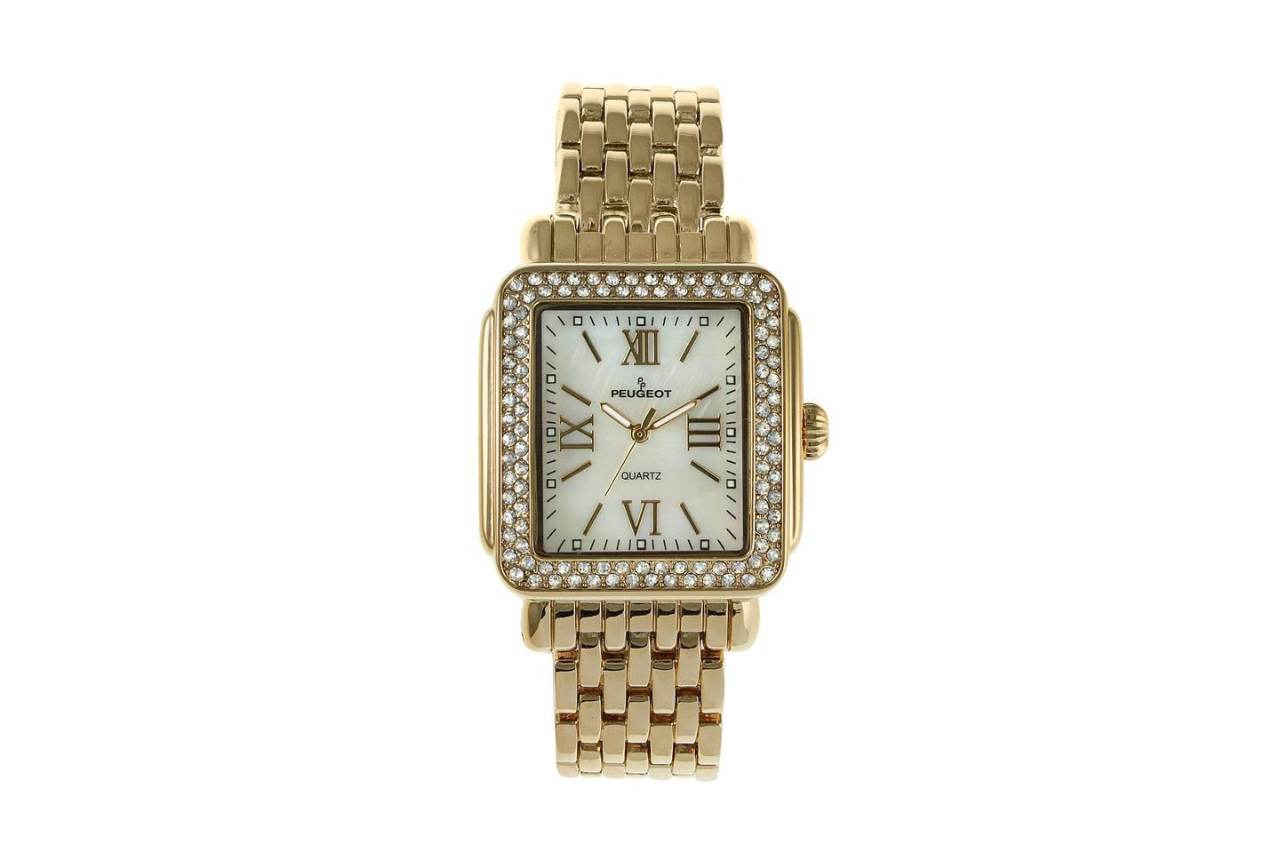 Женские часы Peugeot Gold Tank Bracelet Watch with Panther Link Gold-Tone Bracelet Strap, цвет: Золотой — фото 1